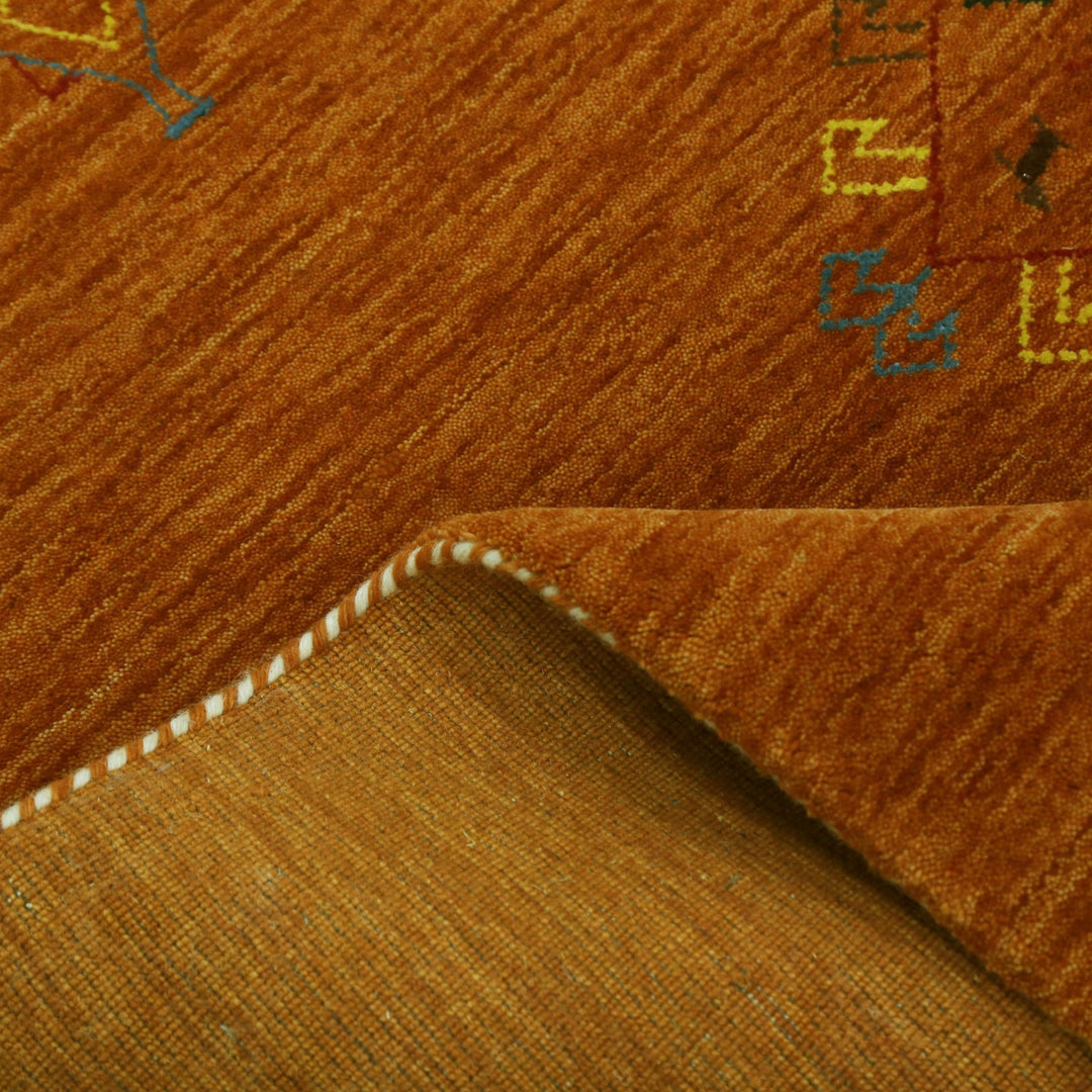 Orange Center Pattern Hand Loomed Wool Area Rug - The Rug Decor