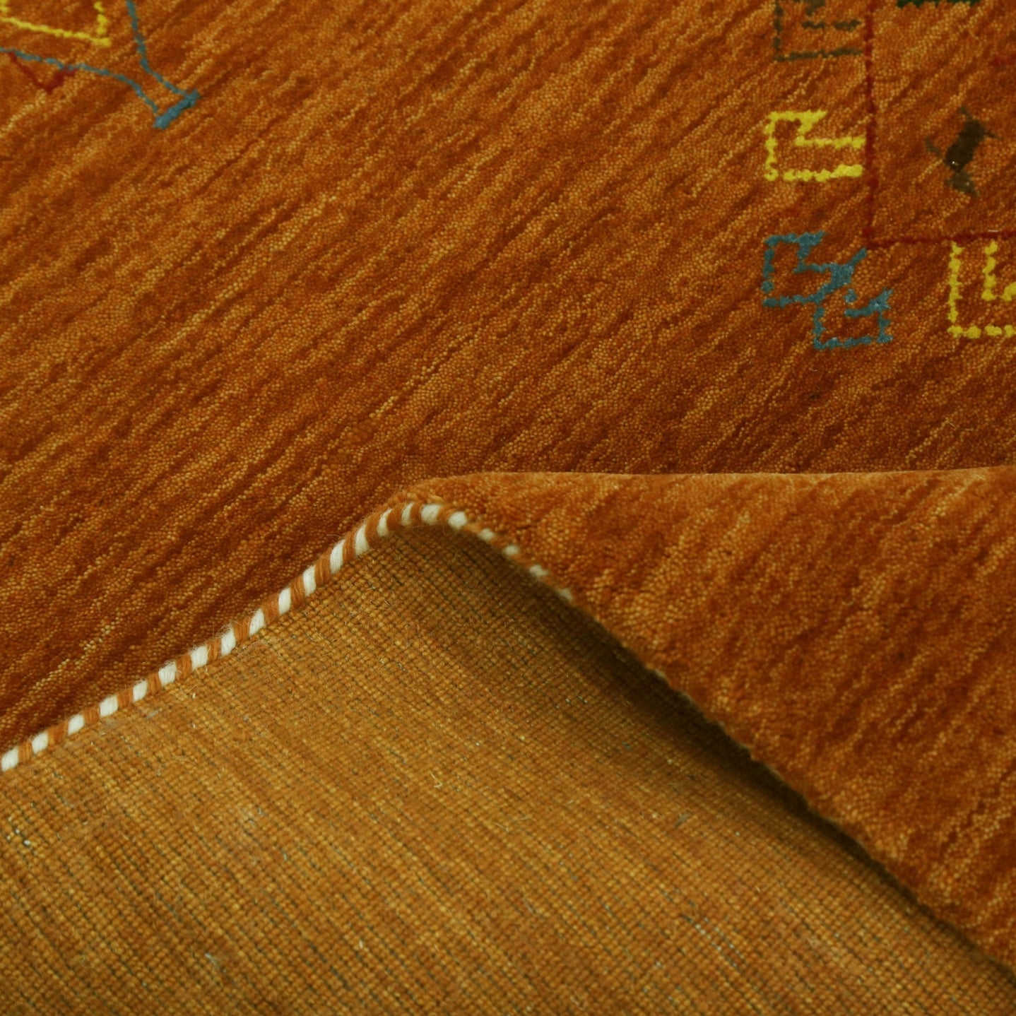 Orange Center Pattern Hand Loomed Wool Area Rug - The Rug Decor