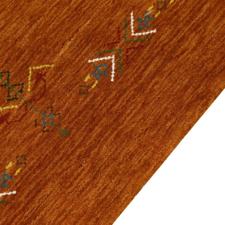 Orange Center Pattern Hand Loomed Wool Area Rug - The Rug Decor