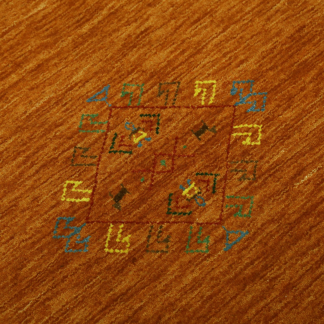 Orange Center Pattern Hand Loomed Wool Area Rug - The Rug Decor