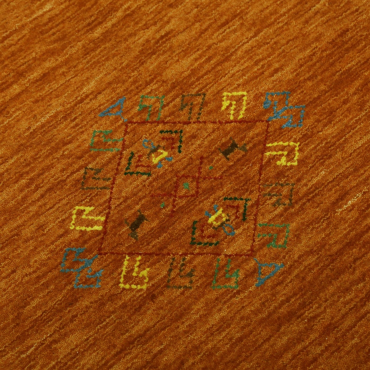 Orange Center Pattern Hand Loomed Wool Area Rug - The Rug Decor