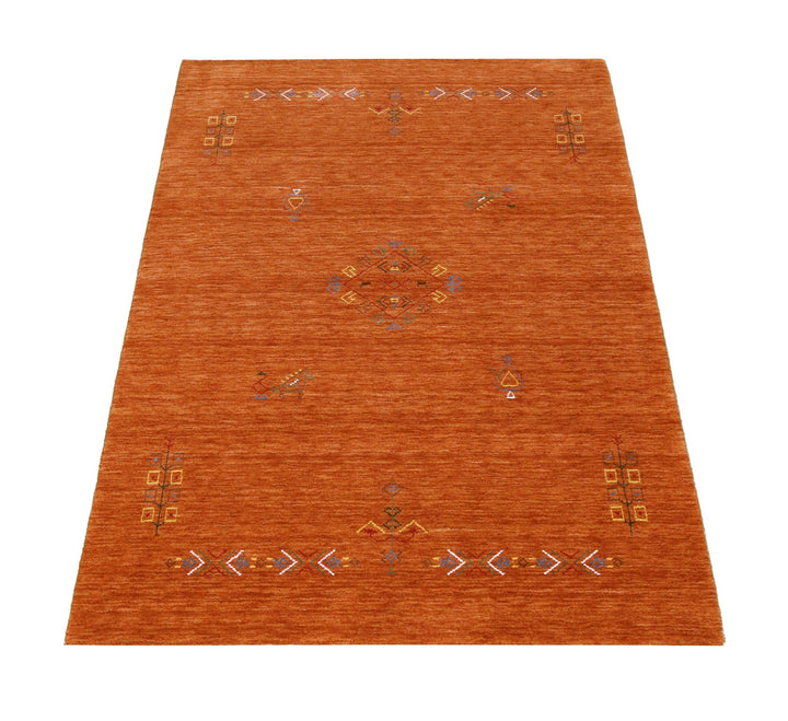 Orange Center Pattern Hand Loomed Wool Area Rug - The Rug Decor