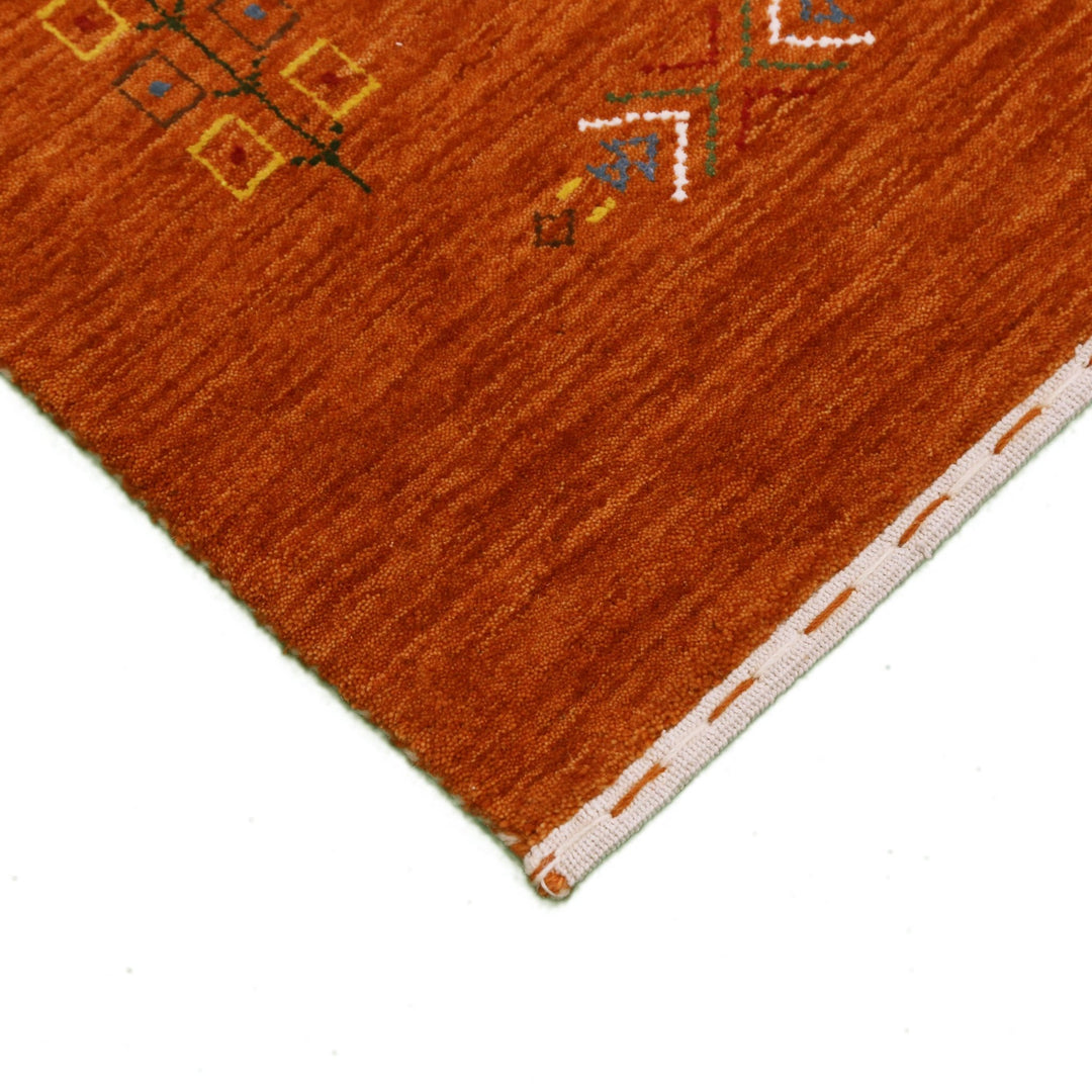 Orange Center Pattern Hand Loomed Wool Area Rug - The Rug Decor