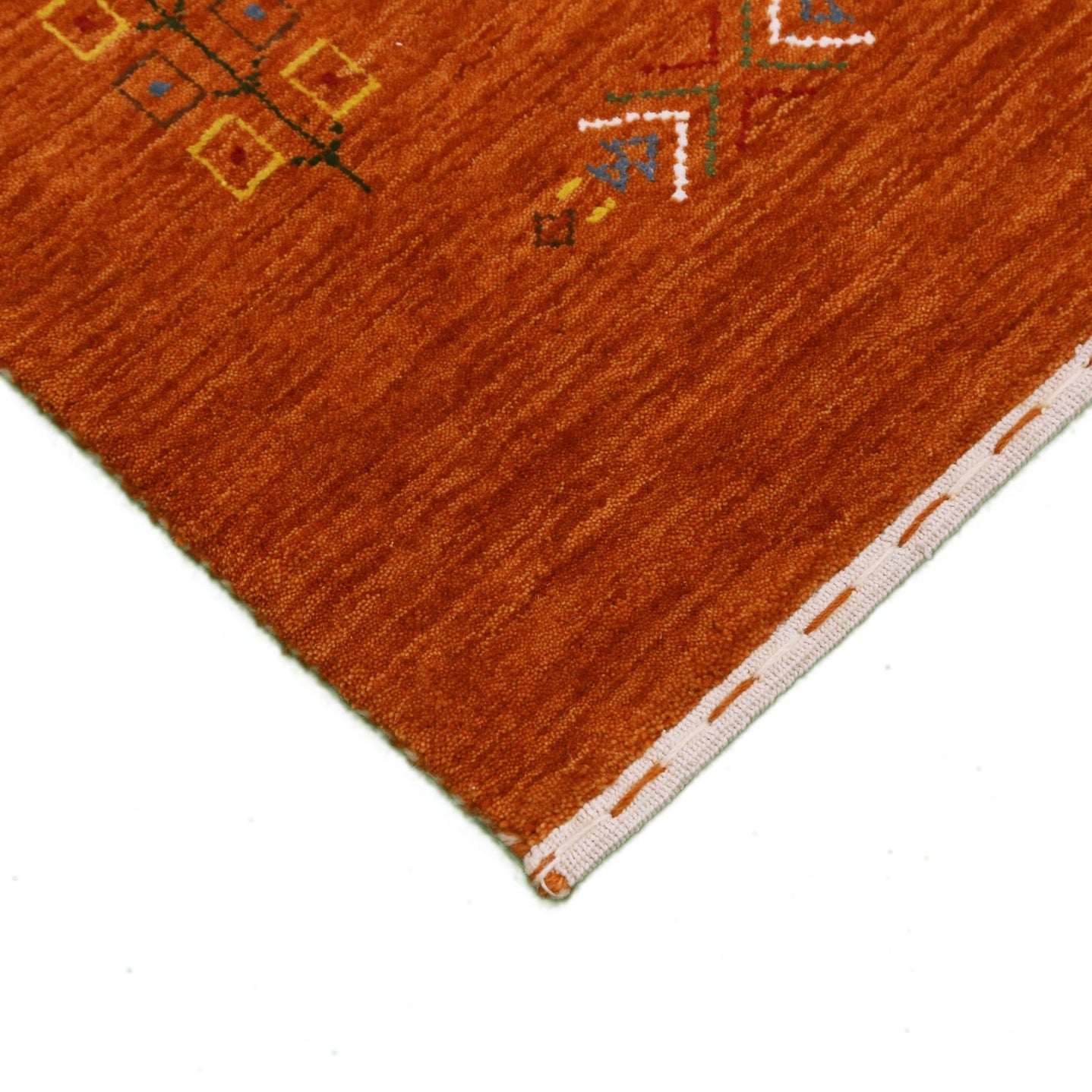 Orange Center Pattern Hand Loomed Wool Area Rug - The Rug Decor