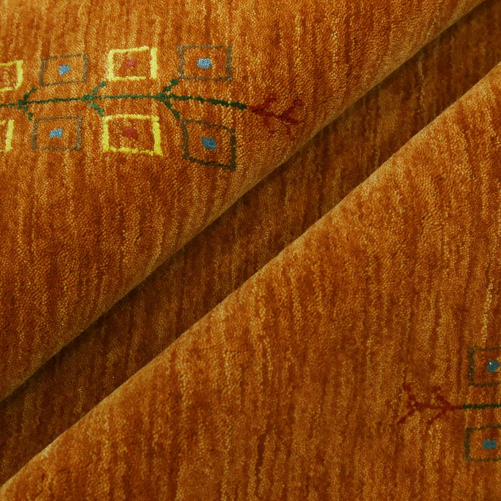 Orange Center Pattern Hand Loomed Wool Area Rug - The Rug Decor