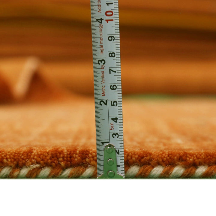 Orange Center Pattern Hand Loomed Wool Area Rug - The Rug Decor