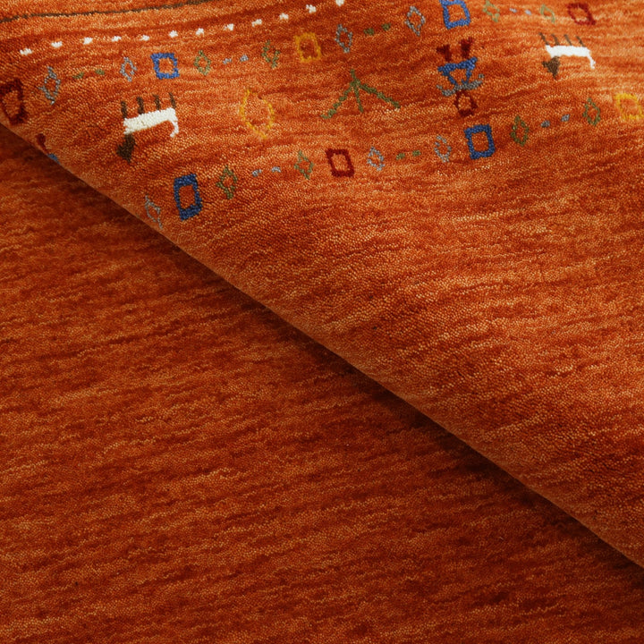 Orange Contemporary Design Hand Loomed Wool Area Rug - The Rug Decor