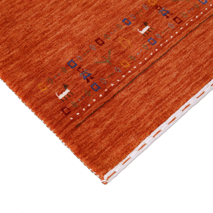 Orange Contemporary Design Hand Loomed Wool Area Rug - The Rug Decor