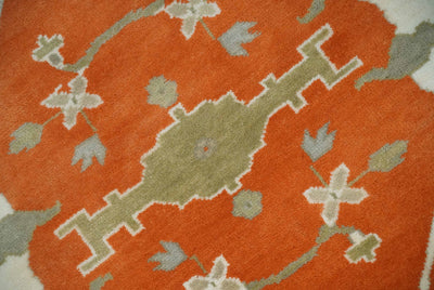 Orange, Ivory and Olive Hand knotted Oriental Oushak Multi Size wool Area Rug - The Rug Decor