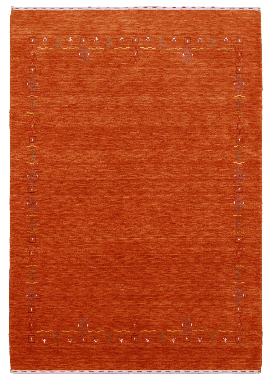 Orange Modern Geometrical Tribal Border Hand Loomed Wool Area Rug - The Rug Decor