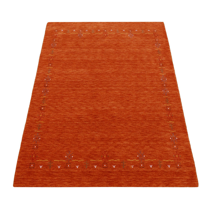 Orange Modern Geometrical Tribal Border Hand Loomed Wool Area Rug - The Rug Decor