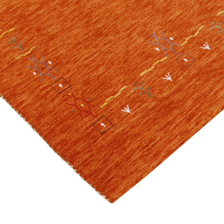 Orange Modern Geometrical Tribal Border Hand Loomed Wool Area Rug - The Rug Decor