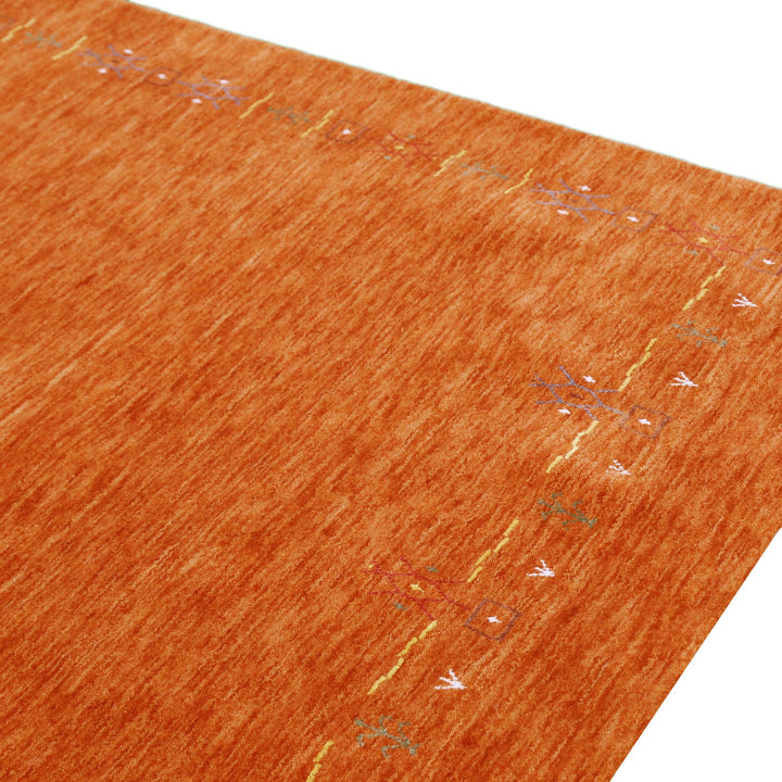 Orange Modern Geometrical Tribal Border Hand Loomed Wool Area Rug - The Rug Decor