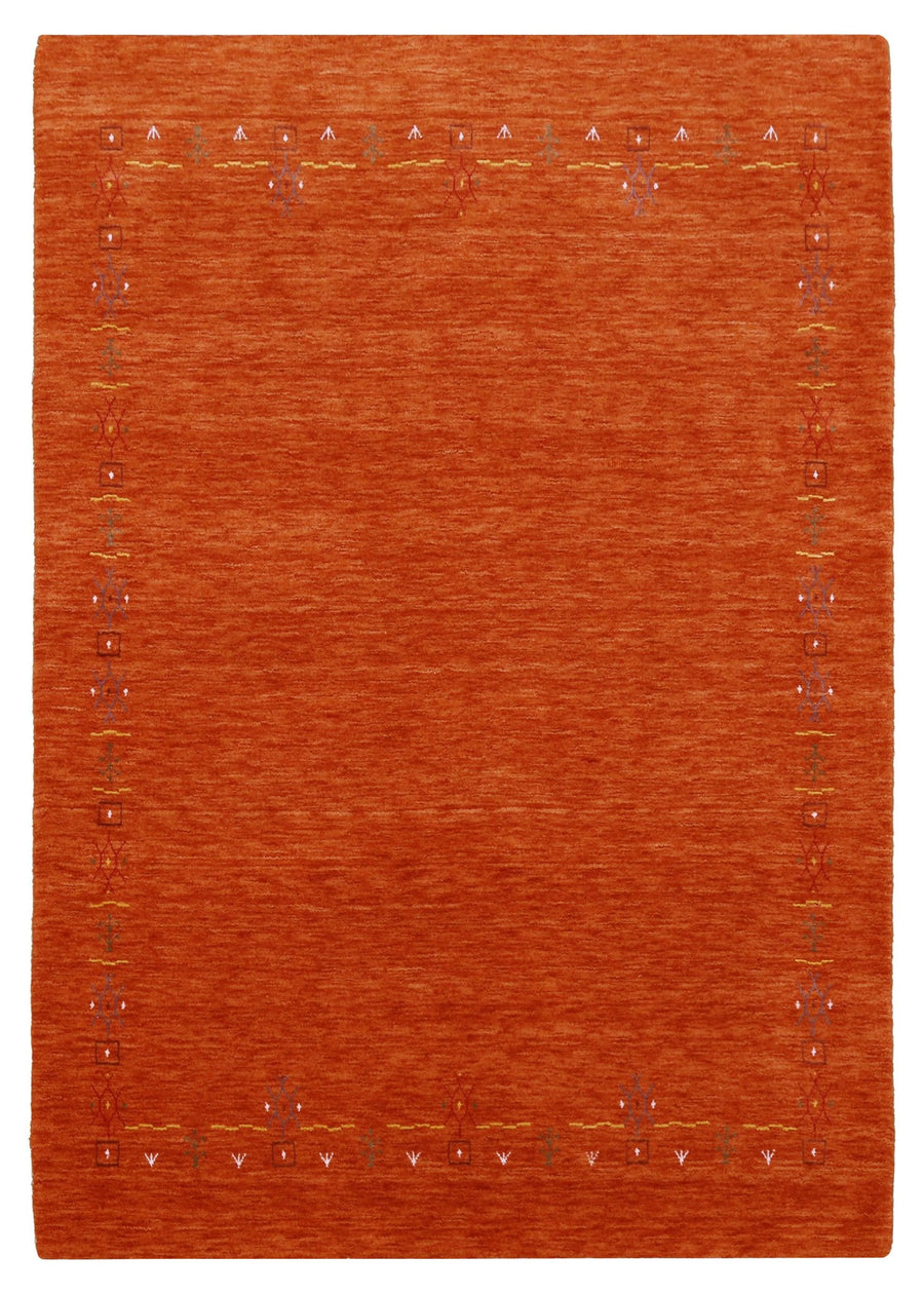 Orange Modern Geometrical Tribal Border Hand Loomed Wool Area Rug - The Rug Decor