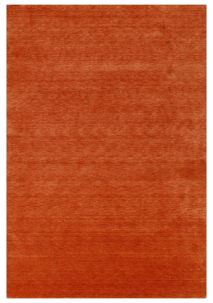 Orange Modern Solid Design Hand Loomed Wool Area Rug - The Rug Decor