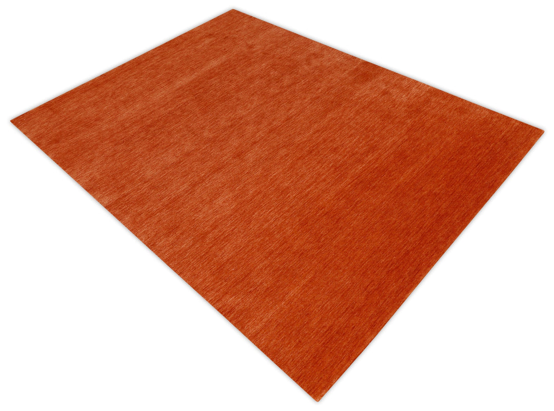 Orange Modern Solid Design Hand Loomed Wool Area Rug - The Rug Decor