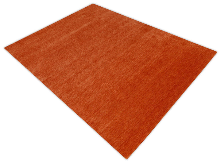 Orange Modern Solid Design Hand Loomed Wool Area Rug - The Rug Decor