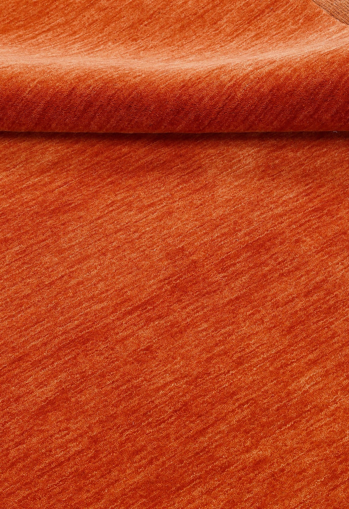 Orange Modern Solid Design Hand Loomed Wool Area Rug - The Rug Decor