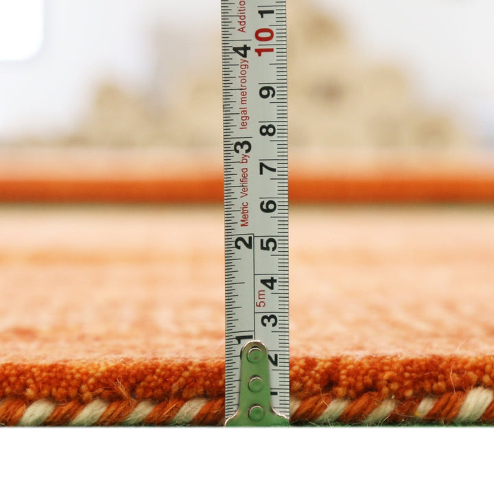 Orange Solid ground with Border Pattern Loomed Wool Area Rug - The Rug Decor