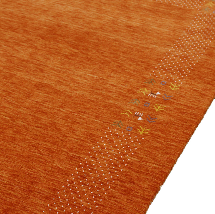 Orange Solid ground with Border Pattern Loomed Wool Area Rug - The Rug Decor