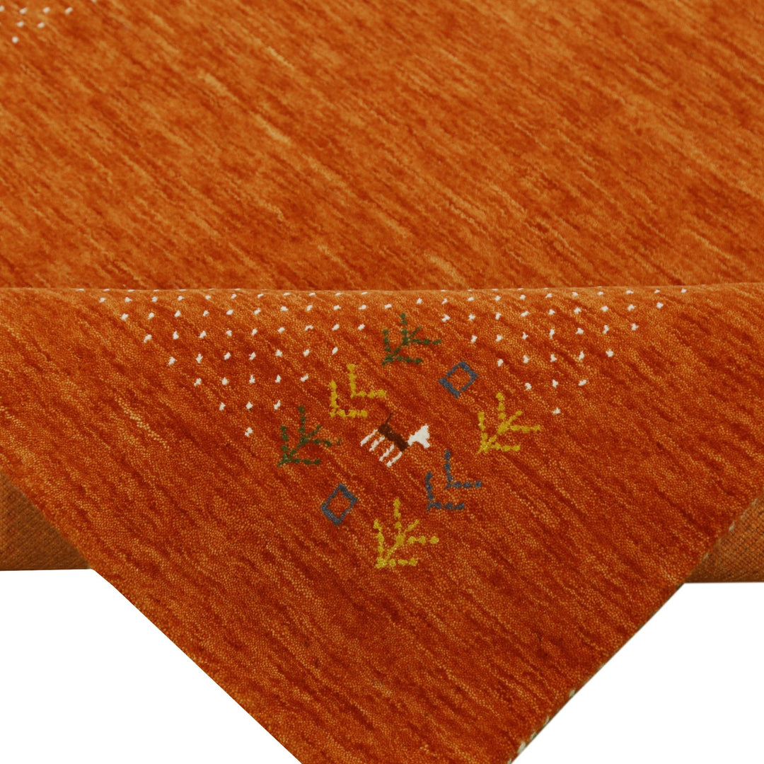 Orange Solid ground with Border Pattern Loomed Wool Area Rug - The Rug Decor