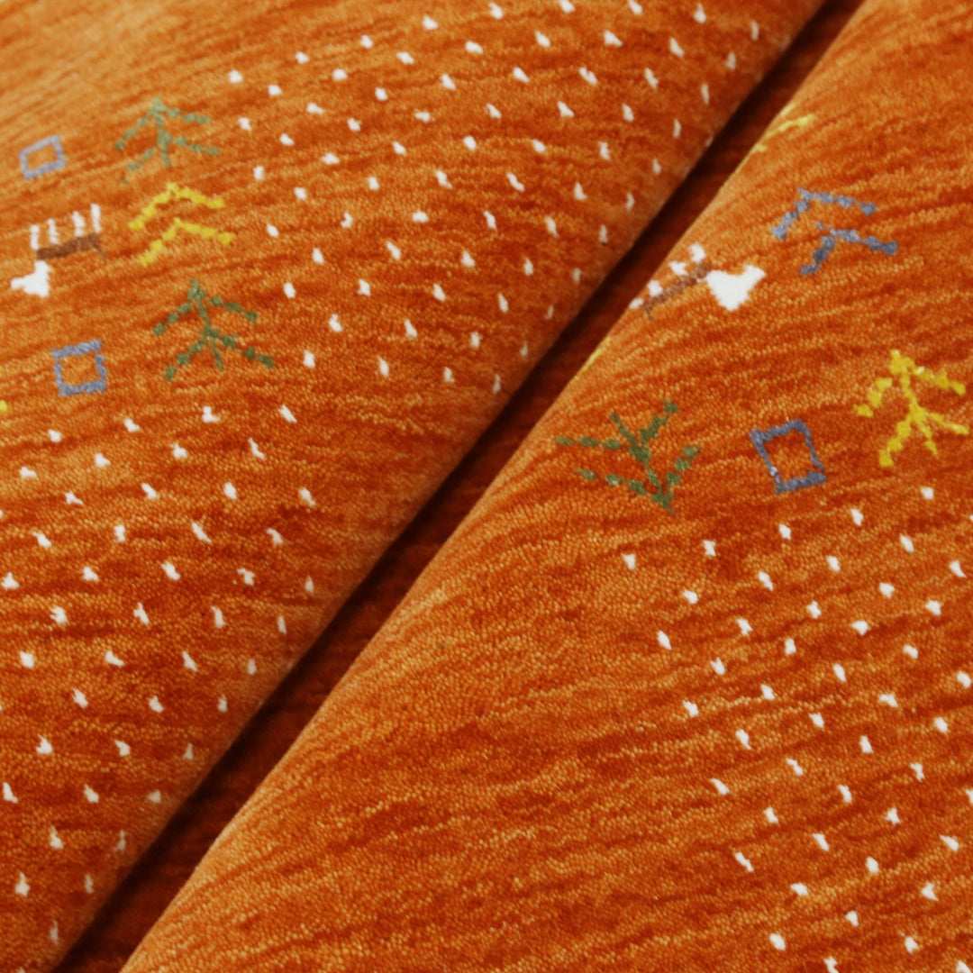 Orange Solid ground with Border Pattern Loomed Wool Area Rug - The Rug Decor