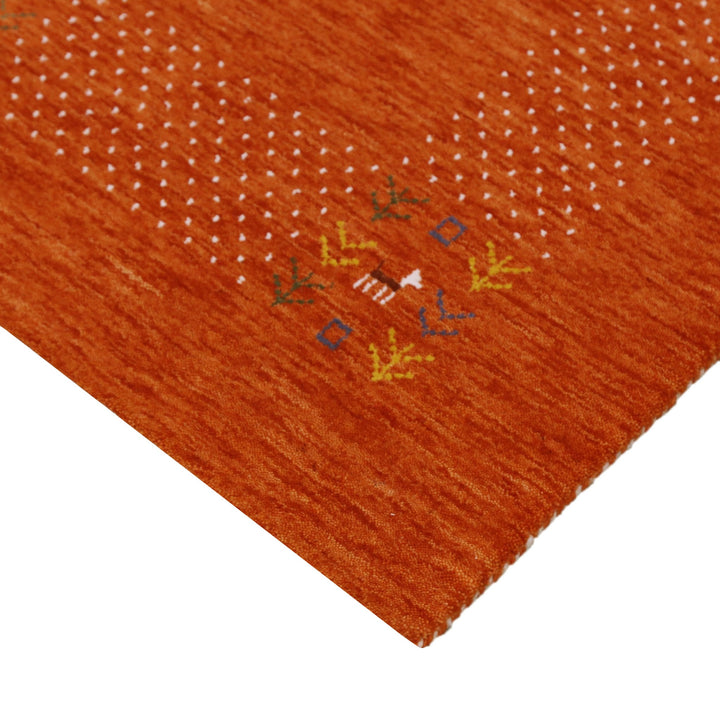 Orange Solid ground with Border Pattern Loomed Wool Area Rug - The Rug Decor