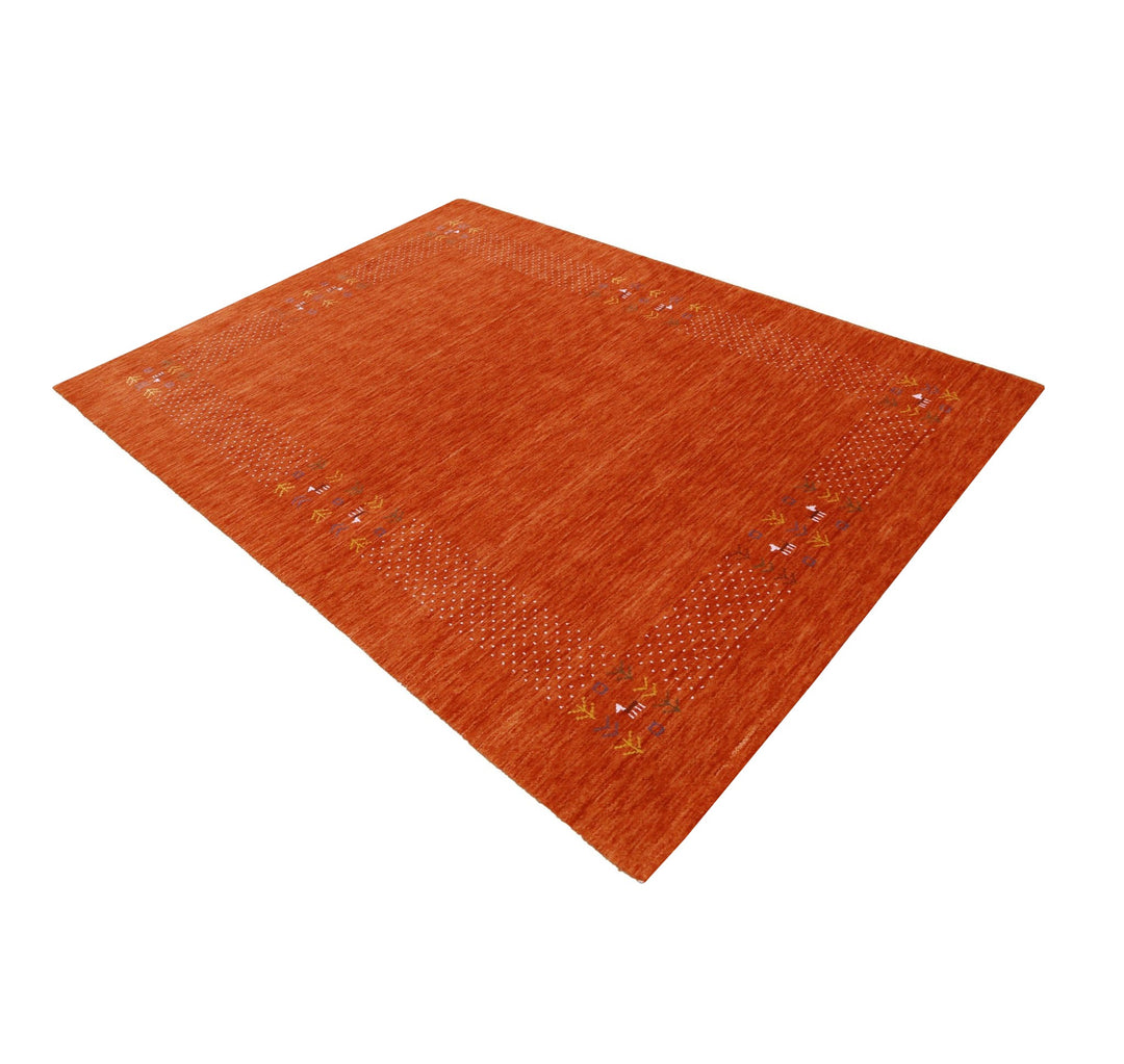 Orange Solid ground with Border Pattern Loomed Wool Area Rug - The Rug Decor