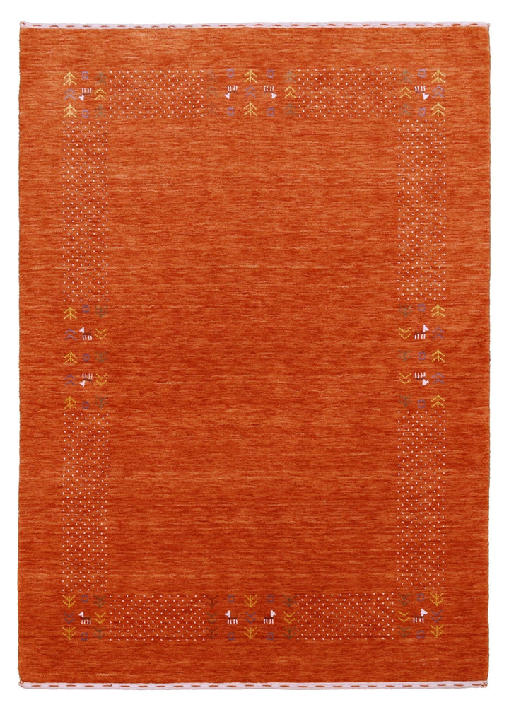 Orange Solid ground with Border Pattern Loomed Wool Area Rug - The Rug Decor