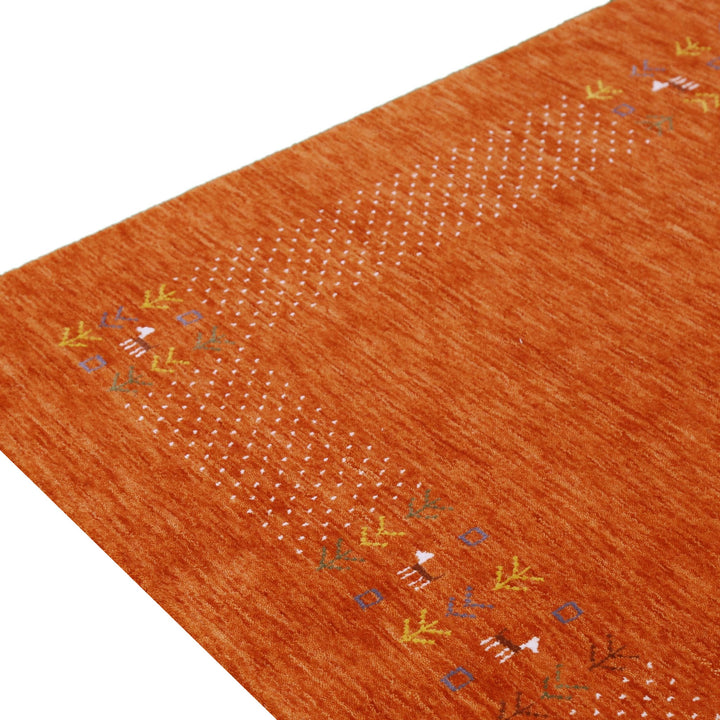 Orange Solid ground with Border Pattern Loomed Wool Area Rug - The Rug Decor