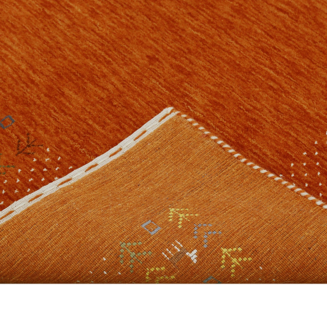 Orange Solid ground with Border Pattern Loomed Wool Area Rug - The Rug Decor
