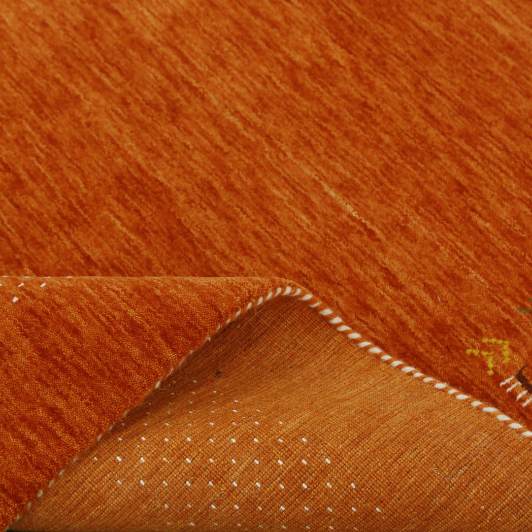 Orange Solid ground with Border Pattern Loomed Wool Area Rug - The Rug Decor