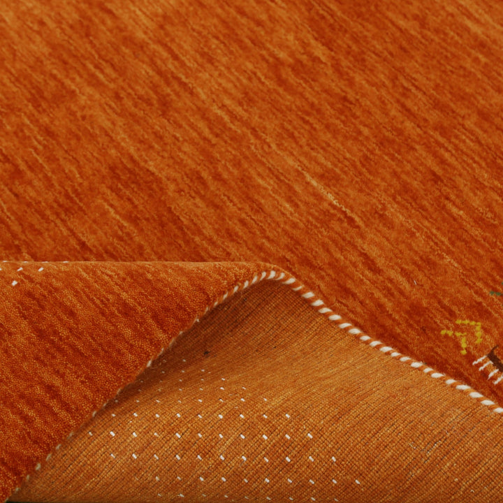 Orange Solid ground with Border Pattern Loomed Wool Area Rug - The Rug Decor