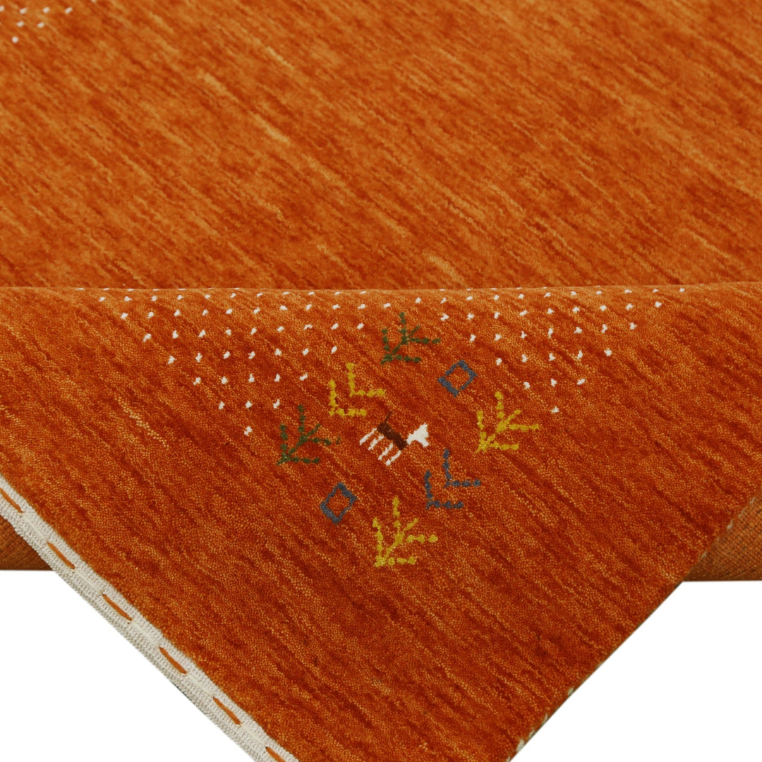 Orange Solid ground with Border Pattern Loomed Wool Area Rug - The Rug Decor