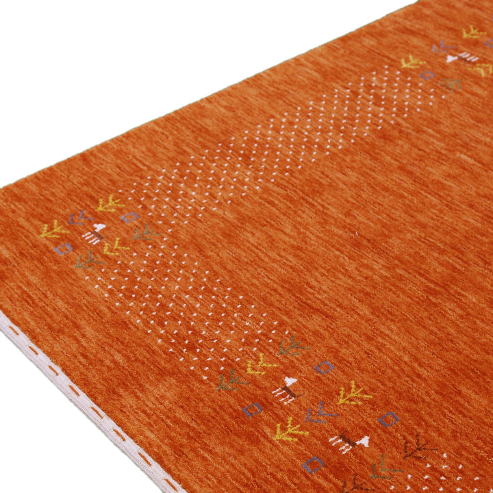 Orange Solid ground with Border Pattern Loomed Wool Area Rug - The Rug Decor