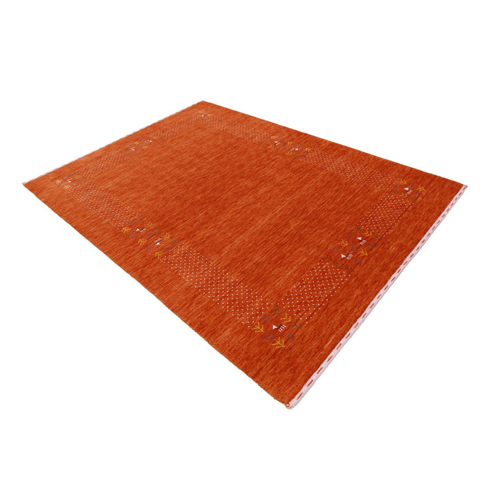 Orange Solid ground with Border Pattern Loomed Wool Area Rug - The Rug Decor