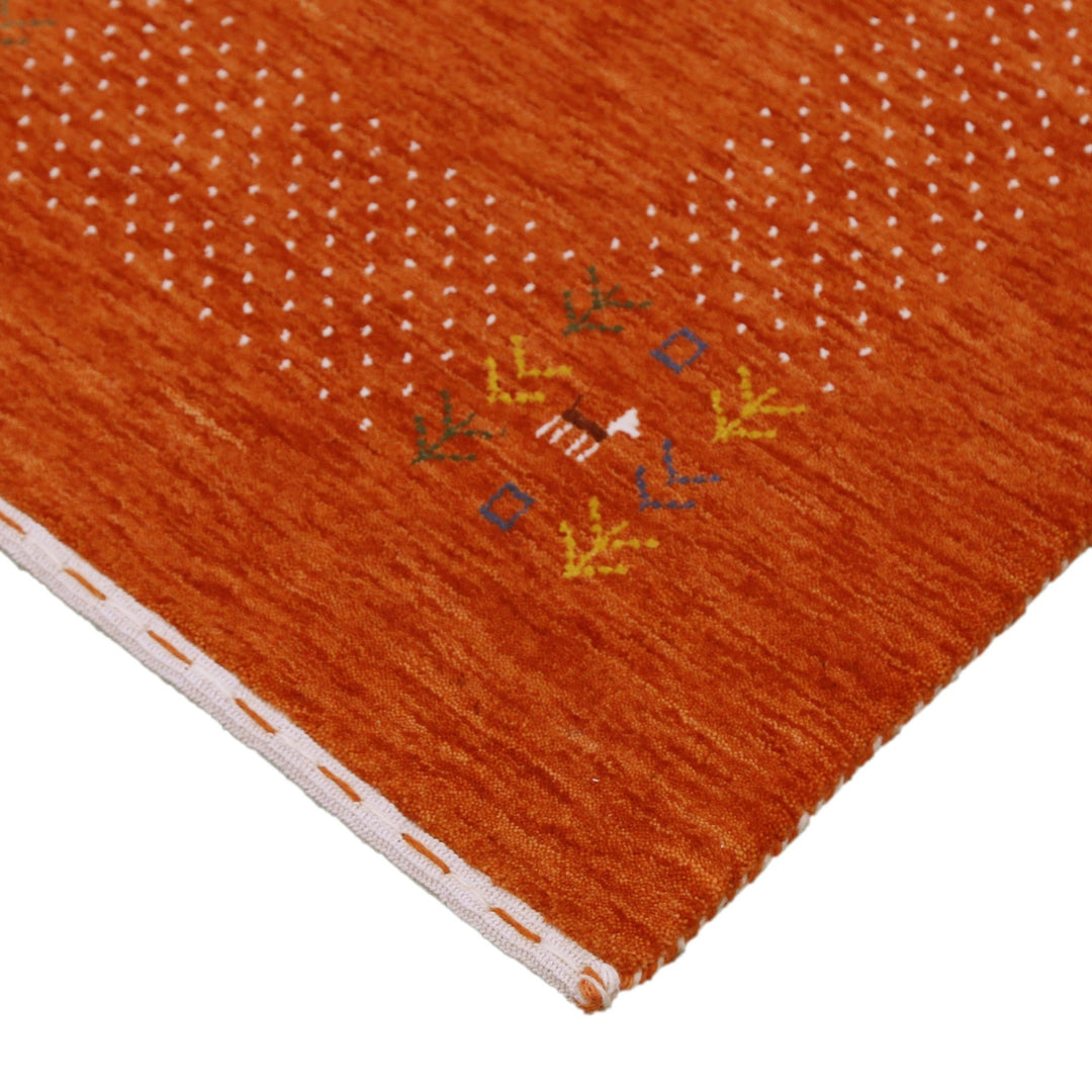 Orange Solid ground with Border Pattern Loomed Wool Area Rug - The Rug Decor