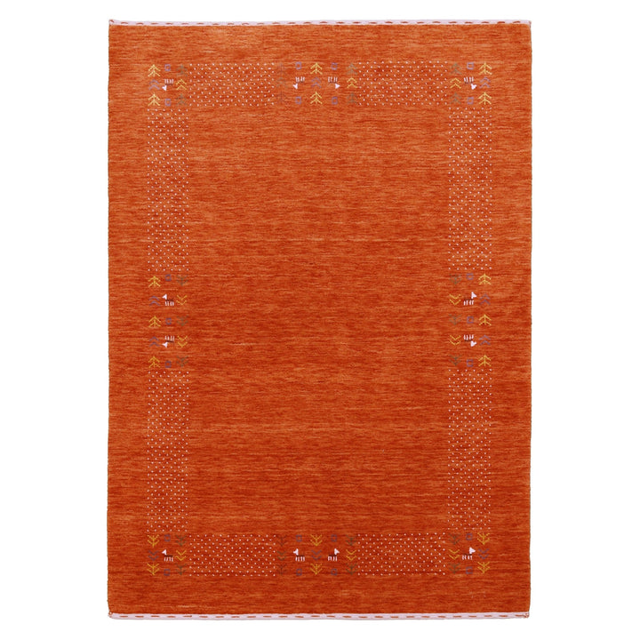 Orange Solid ground with Border Pattern Loomed Wool Area Rug - The Rug Decor