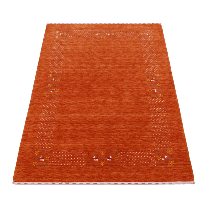 Orange Solid ground with Border Pattern Loomed Wool Area Rug - The Rug Decor