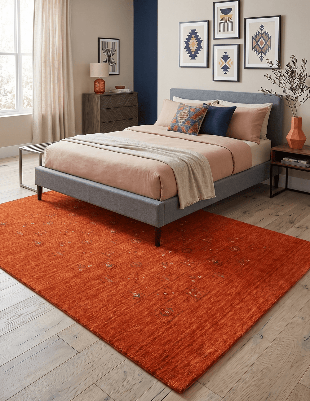 Orange Tribal Center Medallion Hand Loomed Wool Area Rug - The Rug Decor