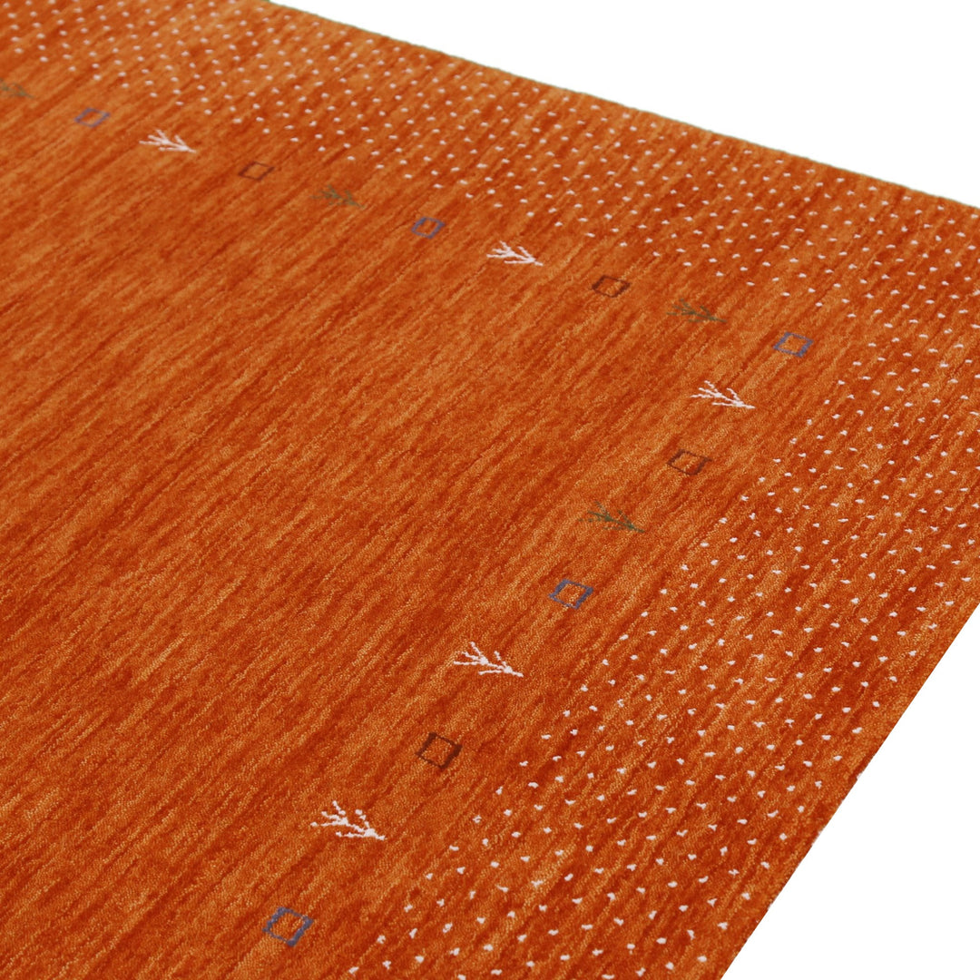 Orange Tribal Gabbeh Border Design Hand Loomed Wool Area Rug - The Rug Decor