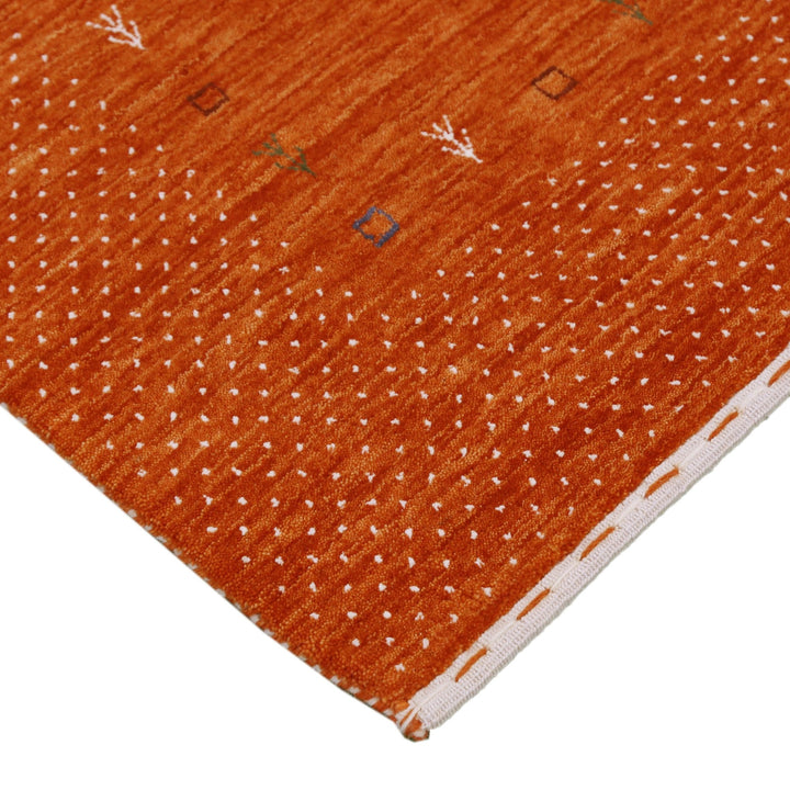 Orange Tribal Gabbeh Border Design Hand Loomed Wool Area Rug - The Rug Decor