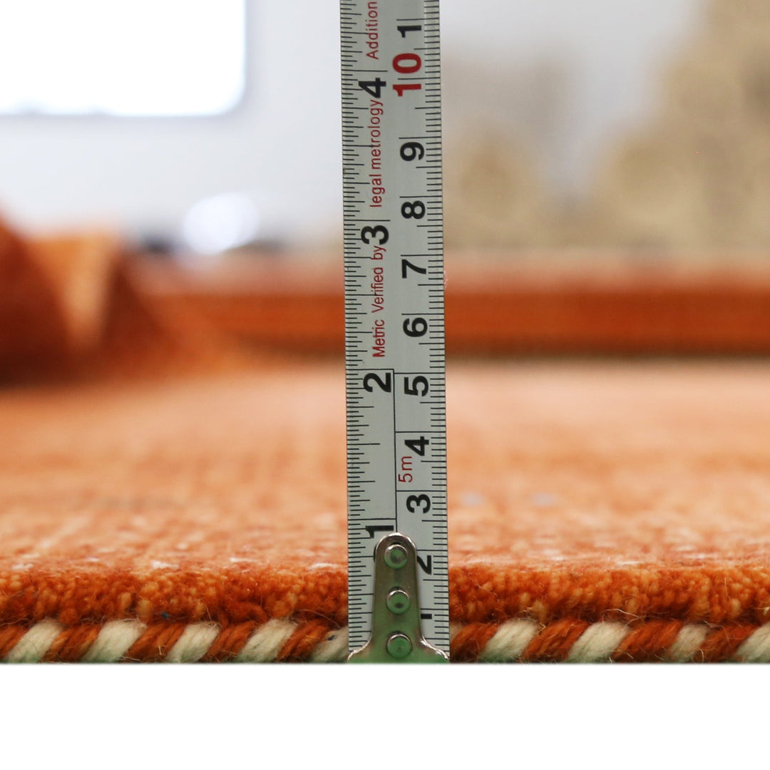 Orange Tribal Gabbeh Border Design Hand Loomed Wool Area Rug - The Rug Decor