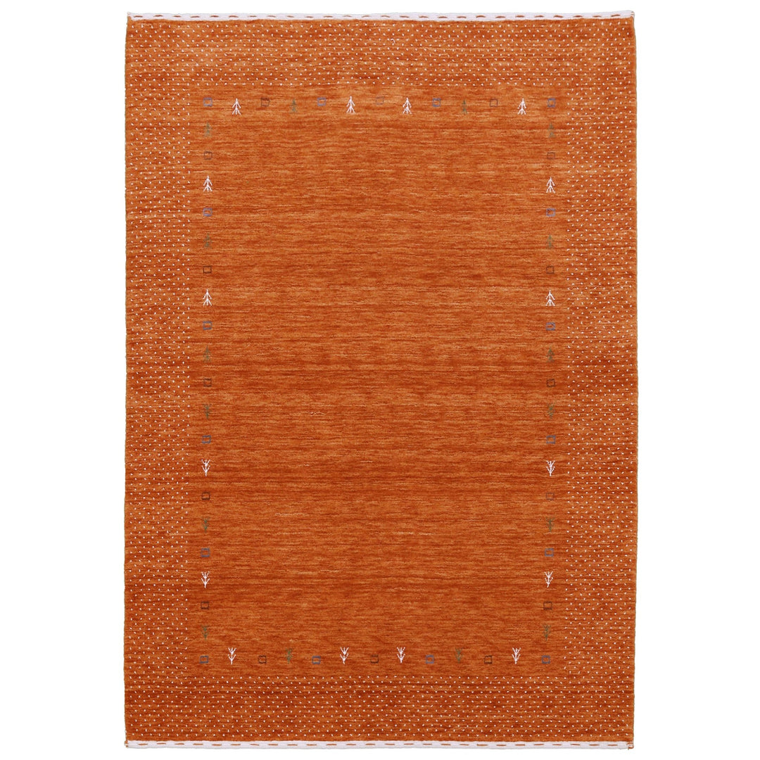 Orange Tribal Gabbeh Border Design Hand Loomed Wool Area Rug - The Rug Decor
