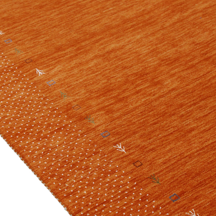 Orange Tribal Gabbeh Border Design Hand Loomed Wool Area Rug - The Rug Decor