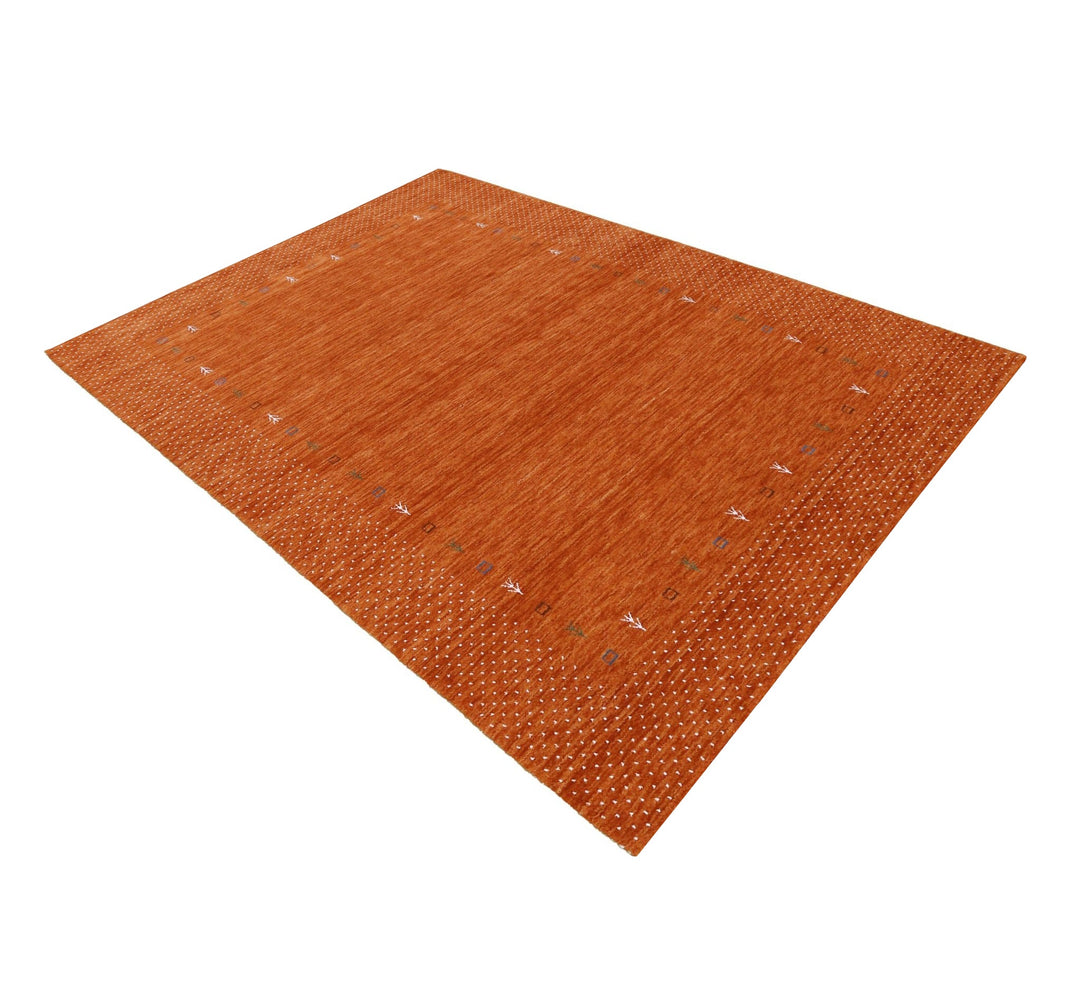 Orange Tribal Gabbeh Border Design Hand Loomed Wool Area Rug - The Rug Decor