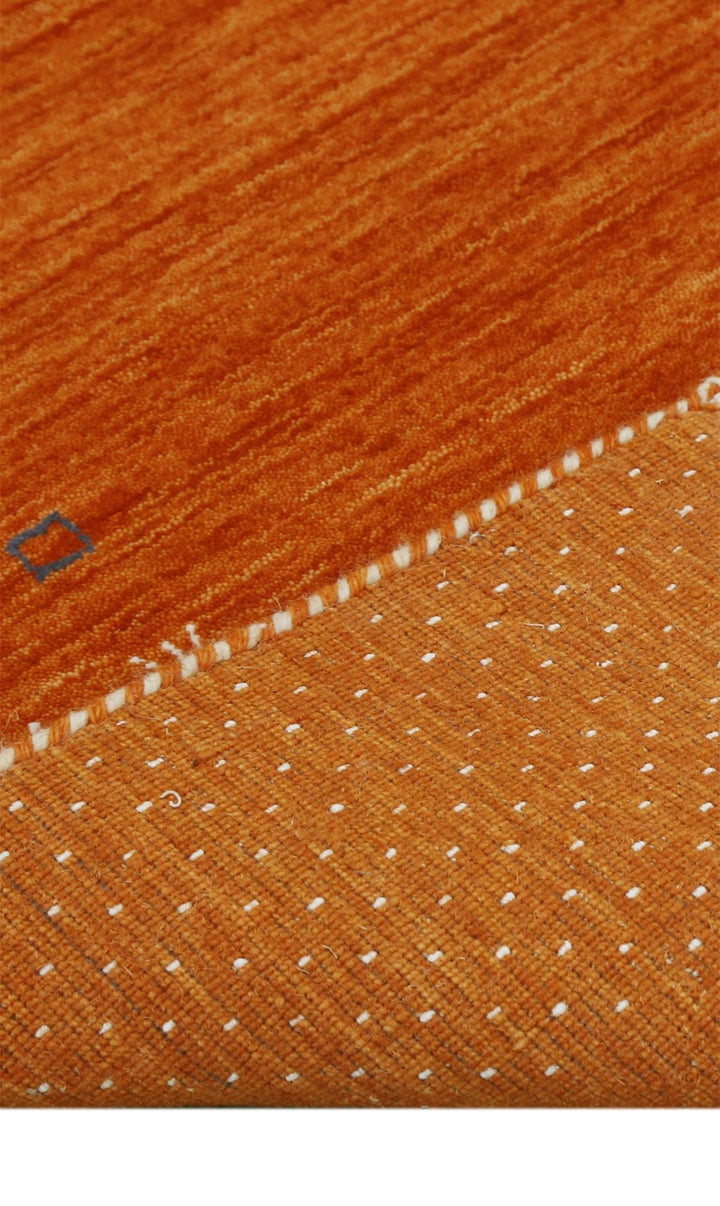Orange Tribal Gabbeh Border Design Hand Loomed Wool Area Rug - The Rug Decor