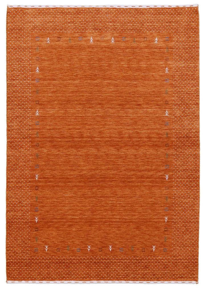 Orange Tribal Gabbeh Border Design Hand Loomed Wool Area Rug - The Rug Decor