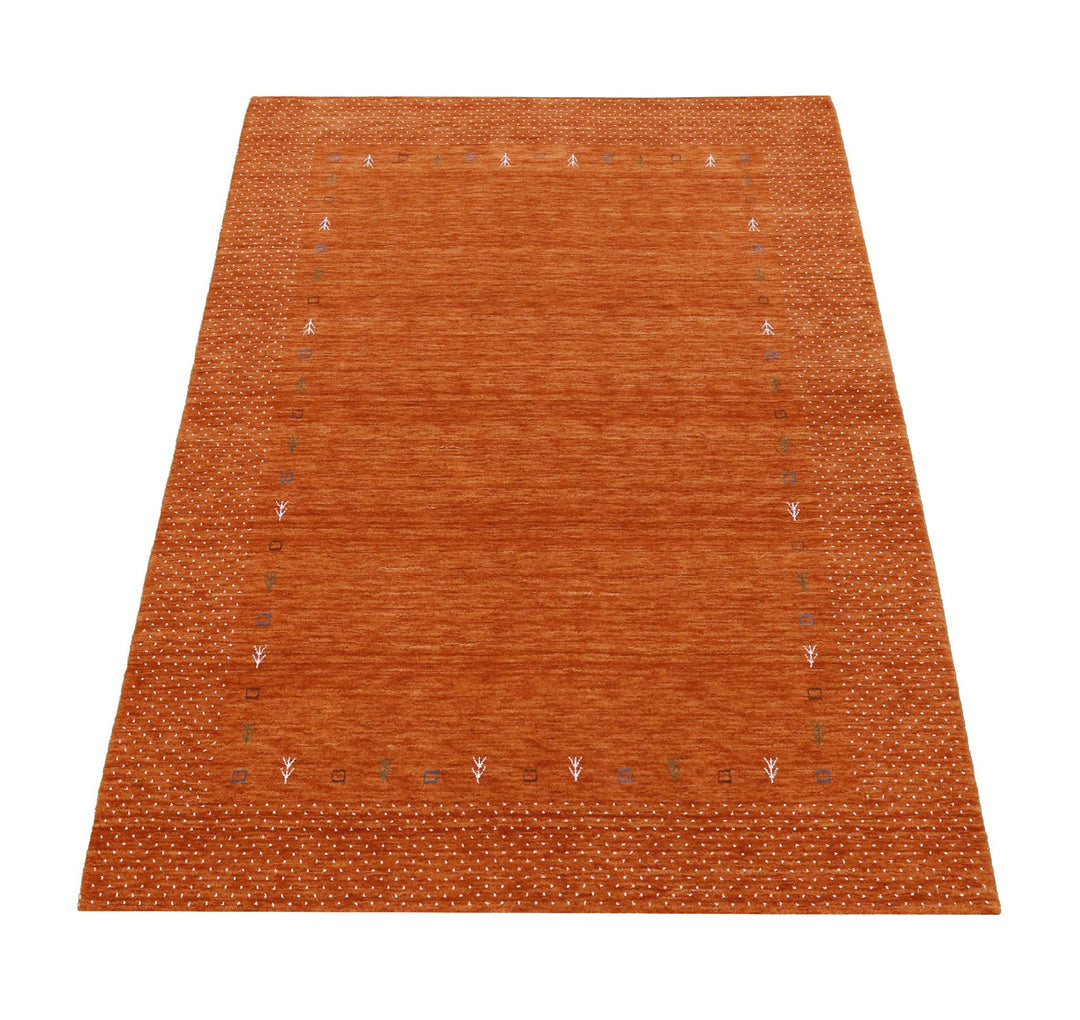 Orange Tribal Gabbeh Border Design Hand Loomed Wool Area Rug - The Rug Decor