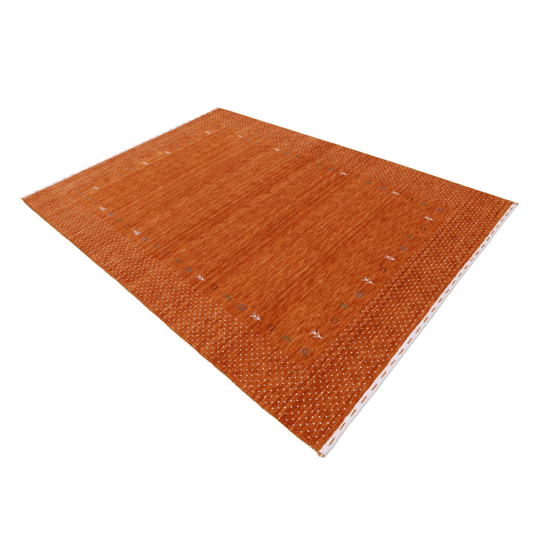 Orange Tribal Gabbeh Border Design Hand Loomed Wool Area Rug - The Rug Decor